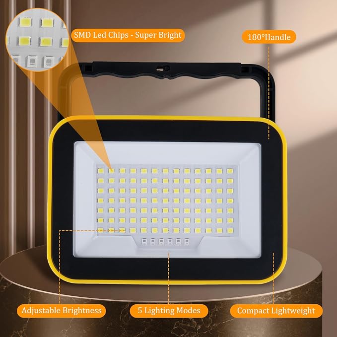 4 Pack Work Light Portable SMD LED Super Bright Rechargeable Flood Light - Image 3