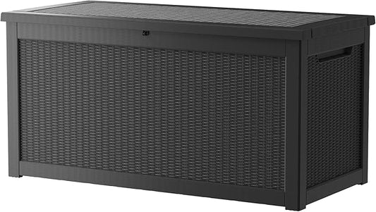 320 Gallon Lockable Resin Deck Box, Waterproof & UV-Resistant Outdoor Storage by Home