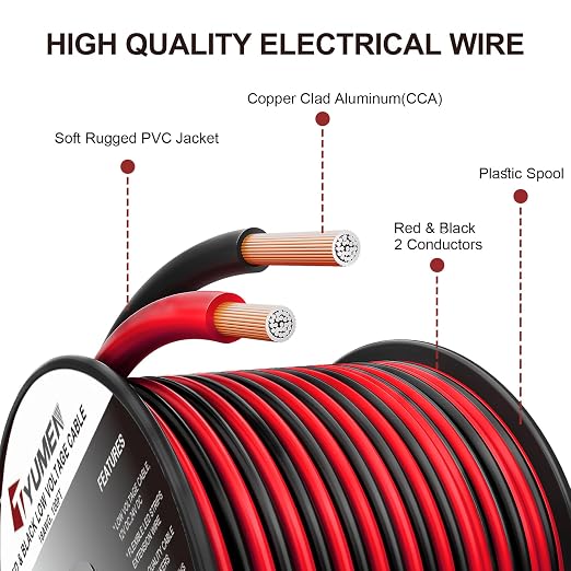 100FT 14/2 Gauge Red Black Cable Hookup Electrical Wire LED Strips Extension - Image 2