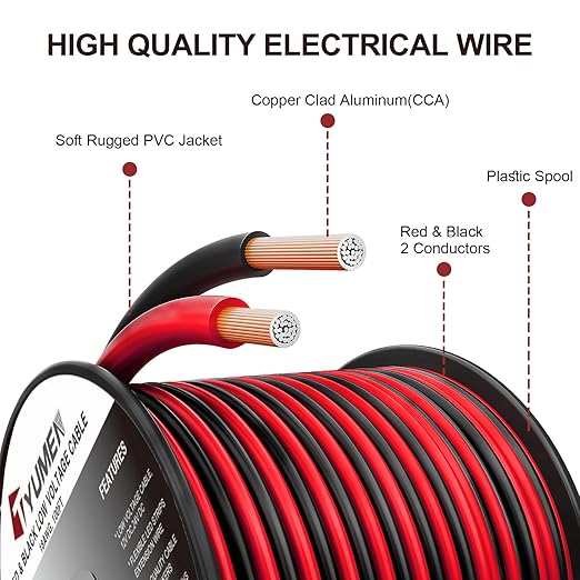 16 Gauge Wire 100FT, 16/2 AWG Red Black Hookup Electrical Wire LED Strips - Image 2