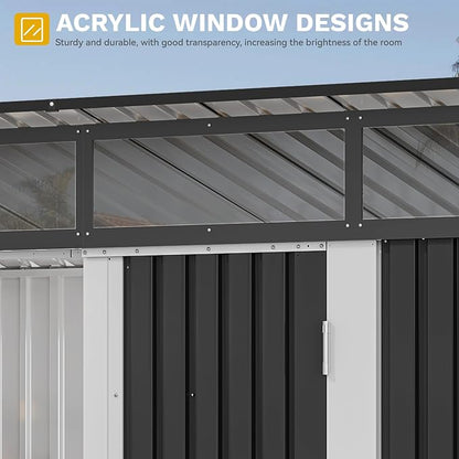 DWVO 9x4 FT Storage Shed for Bicycle, Functional Metal Tool Shelter Garden - Image 5