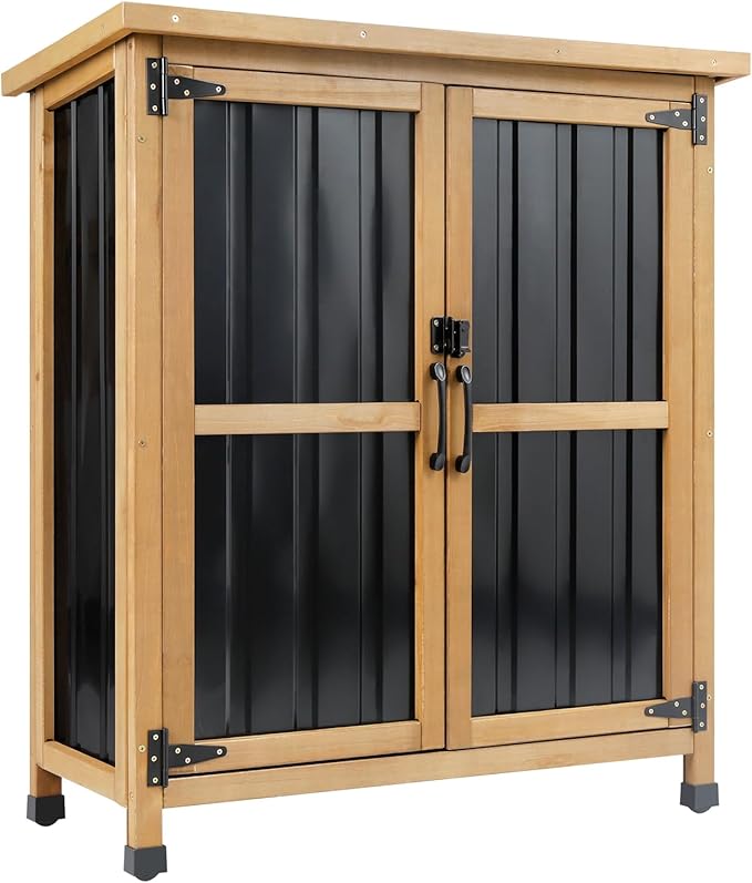 Wood & Metal Outdoor Storage Cabinet by Gowoodhut
