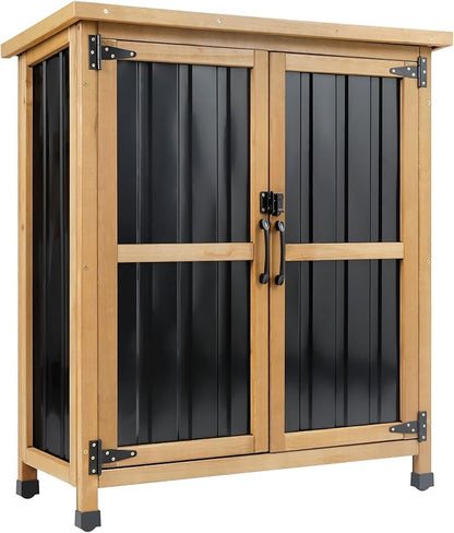 Wood & Metal Outdoor Storage Cabinet by Gowoodhut