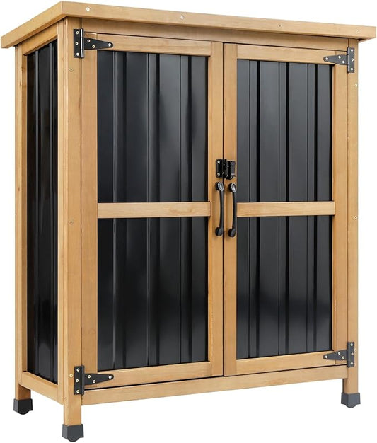 Wood & Metal Outdoor Storage Cabinet by Gowoodhut