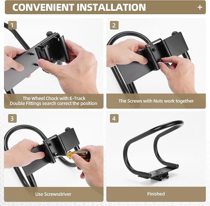 2 Pack E-Track Wheel Chock & Strap Kit|E Track Motorcycle Wheel Chock - Image 3