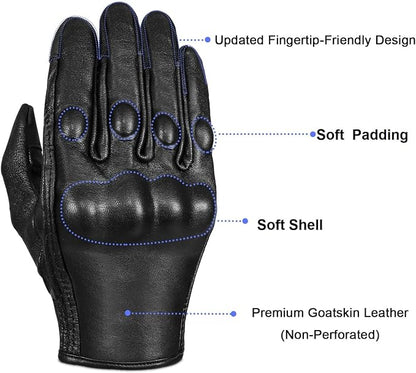 Full Finger Goat Skin Leather Touch Screen Motorcycle Gloves Men/Women S - Image 2