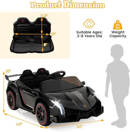 Costzon Ride on Car, Lamborghini Licensed 12V Battery Powered 4WD Sports Car - Image 7