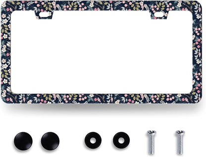 Blue Floral Flowers License Plate Frame Beautiful Flower License Plate Holder by RNKATIH