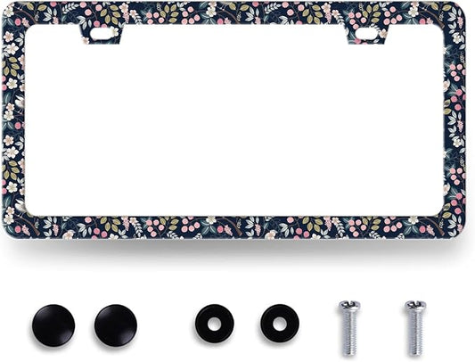Blue Floral Flowers License Plate Frame Beautiful Flower License Plate Holder by RNKATIH