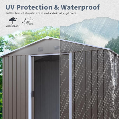 4x8 FT Outdoor Storage Shed, Metal Garden Shed - Image 2