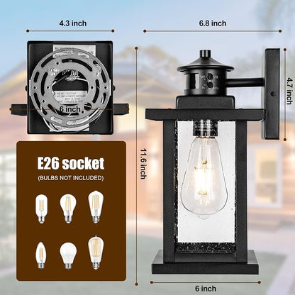 Motion Sensor Outdoor Lights Wall Mount, Dusk to Dawn Garage Exterior Light - Image 2