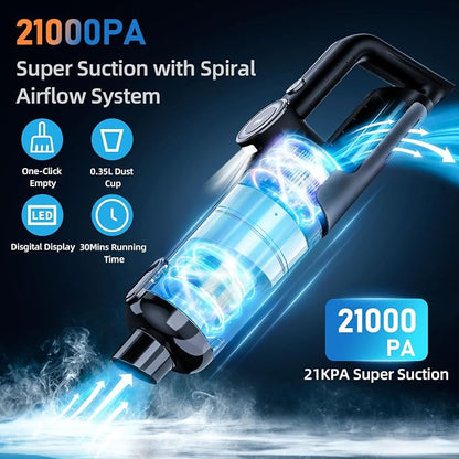 Car Vacuum Cleaner, 21Kpa/30Mins, Mini High Power Pet Portable Handheld - Image 2