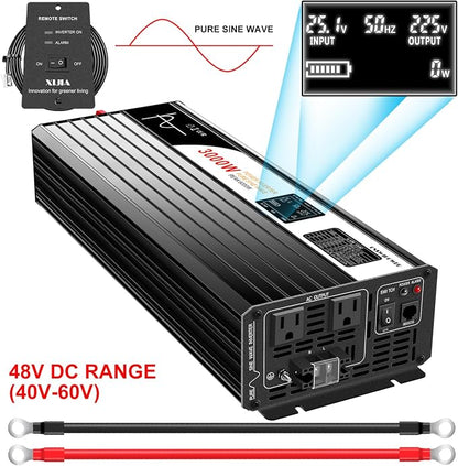 Xijia LCD-Display 3000W dc 48v to 110V 120V ac 60HZ Pure sine Wave Solar - Image 2