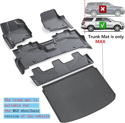 Floor Mats & Trunk mat for 2018-2024 Ford Expedition MAX, TPE All Weather - Image 2