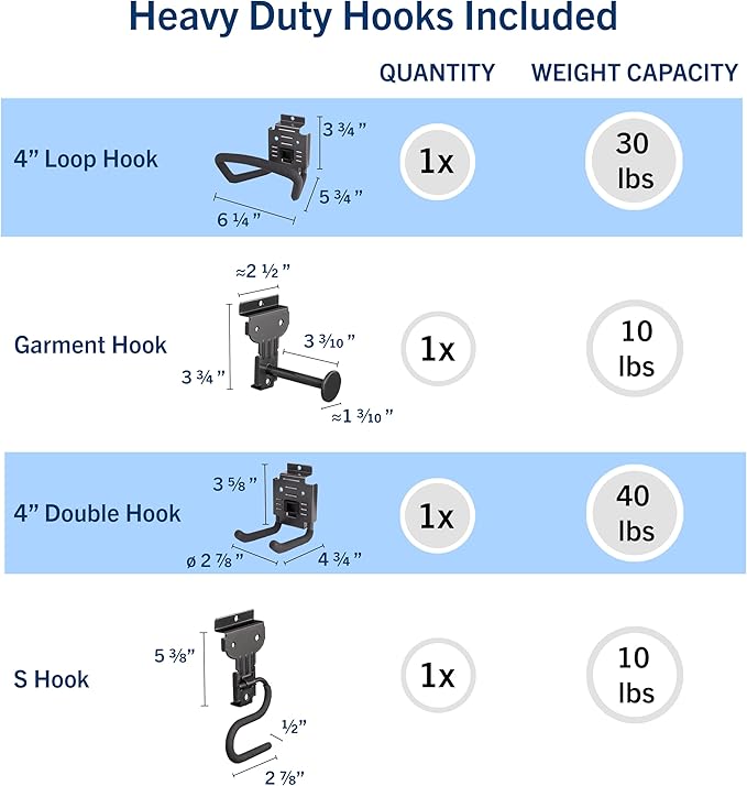8 Pack Heavy Duty Slatwall Hooks, Snap & Heavy-Duty Hooks Mix, Organize Garage - Image 5