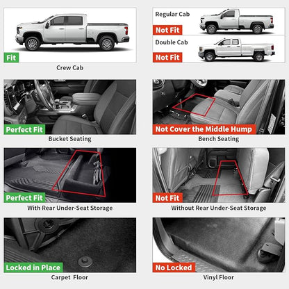 LASFIT Floor Mats 2019-2025 for Chevy Silverado/GMC Sierra 1500, 2020-2025 2500 - Image 2