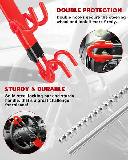 Tevlaphee Steering Wheel Lock Anti-Theft Car Device Heavy Duty Security Car - Image 7