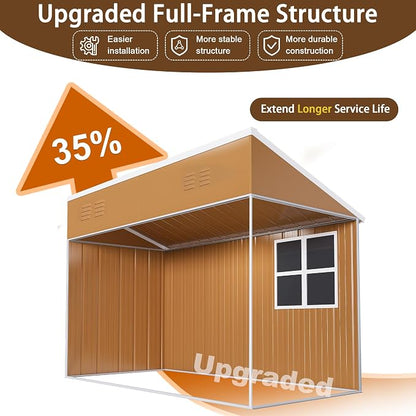 8 x 4 FT Outdoor Lean to Storage Shed, Metal Garden Tool Shed - Image 7