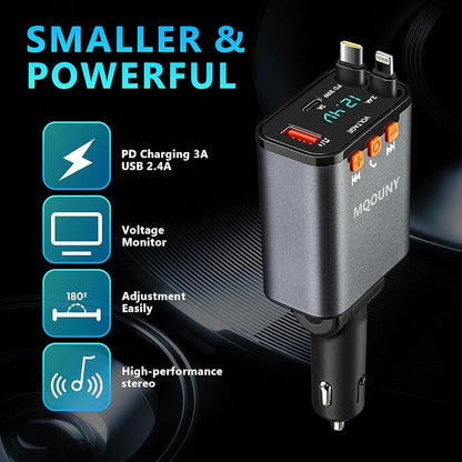 Retractable Car Charger, 5 in 1 Fast Cars Phone Charger 60w, Handsfree Call - Image 5