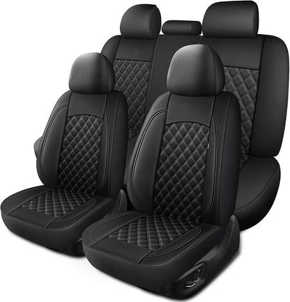 Car Seat Covers Full Set, Breathable and Waterproof Napa Leather Car Seat Cover by HChengkikz