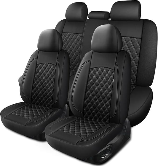 Car Seat Covers Full Set, Breathable and Waterproof Napa Leather Car Seat Cover by HChengkikz