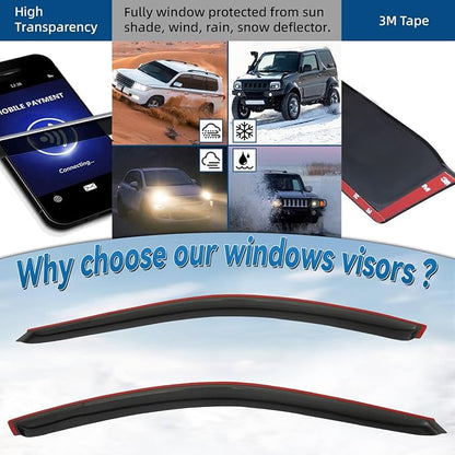 2pcs Front Smoke Tint Sun/Rain Guard Outside Mount Tape-On Vent Window Visors - Image 2