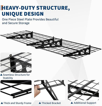 2 Pack 2x6ft Garage Storage Shelving Wall Mounted, 24-inch-by-72-inch 1600 Lbs - Image 4
