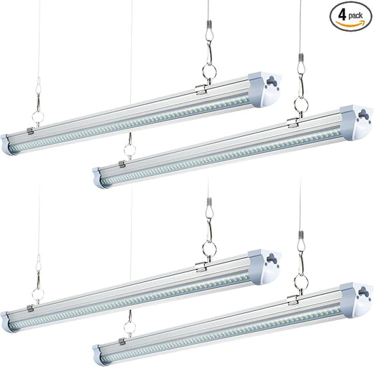 T8 LED Shop Lights 4FT, 4 Pack 60W 9600LM 6000K Daylight White, Linkable by Unknown