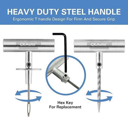 CKAuto Universal Tire Repair Kit, Heavy Duty Car Emergency Tool Kit - Image 3