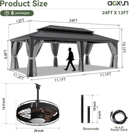 Aoxun 12' X 24' Hardtop Gazebo - Image 3