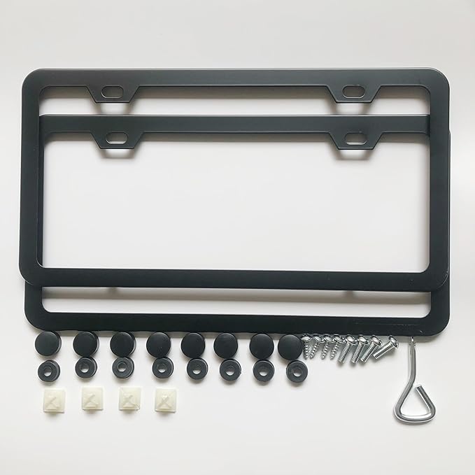 License Plate Frames, 2 Packs Front Rear Car Tags, Aluminum Alloy License Plate by Unknown
