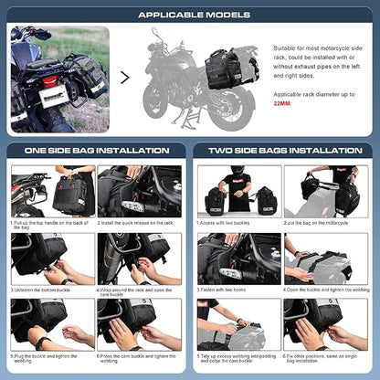 Rhinowalk Motorcycle Saddlebag Waterproof Motor Luggage Pack Quick Release - Image 5