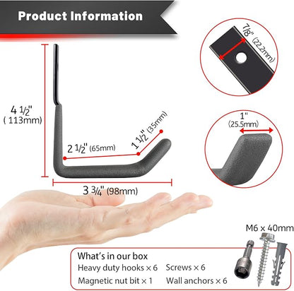 Garage Hooks for Hanging Heavy Duty, Ladder Hooks for Garage Wall Hanger - Image 6