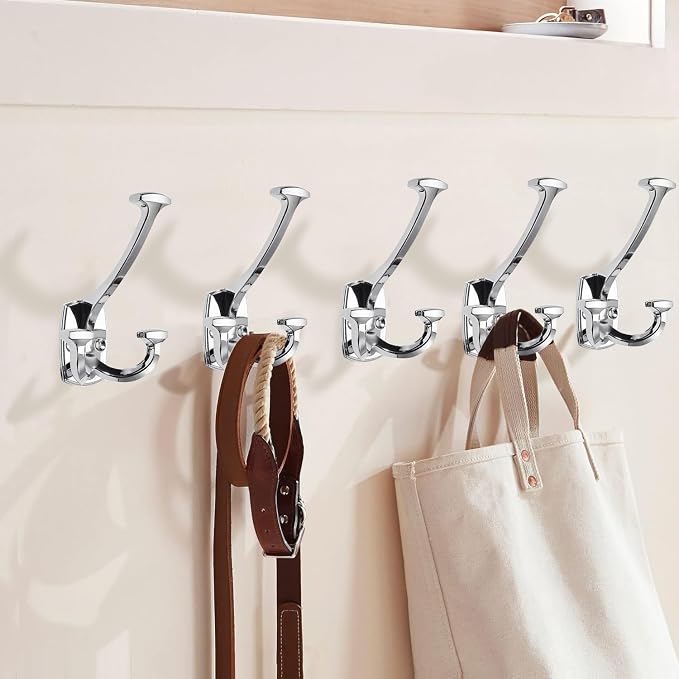 Large Wall Double-Sided Hook 5 Pack Polished Chrome Hook Decorative Heavy Duty - Image 4