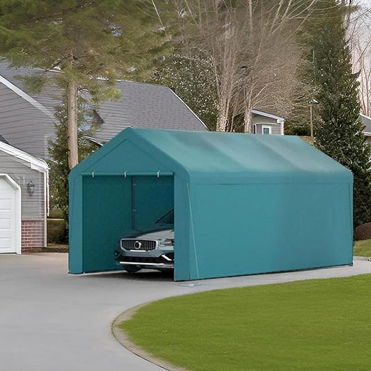 Carport 10x20 Heavy Duty Portable Garage w/Removable Sidewalls & Roll-Up Door by Kecreque