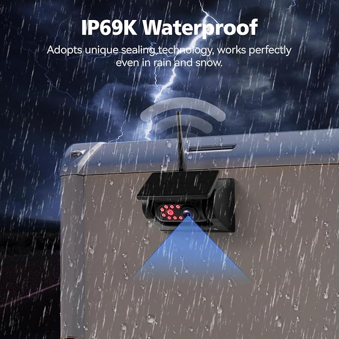 10.1" - 2 Magnetic Solar Wireless Backup Camera, HD 1080P DVR Monitor, Dual RV - Image 6