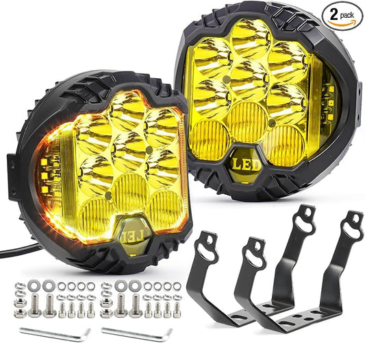 LIGBT 2PCS 5 Inch Amber Yellow Round LED Offroad Light by LIGBT