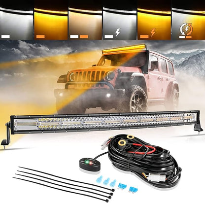 Auxbeam 42 Inch Curved LED Light Bar, 240W 6 Modes Amber White Strobe Fog Lights by Auxbeam
