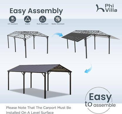 PHI VILLA 10 x 20 ft Carport Metal Carports - Image 4