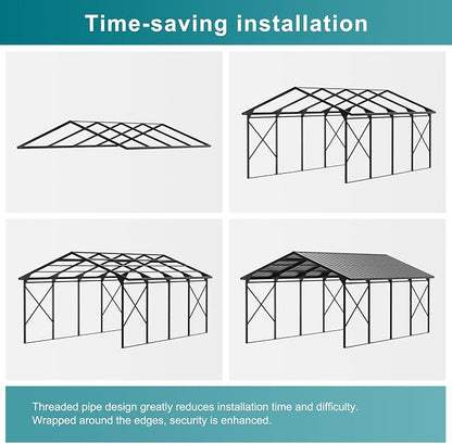 Kullavik 22x12x10 FT Metal Carport, Heavy Duty Carport Canopy - Image 8