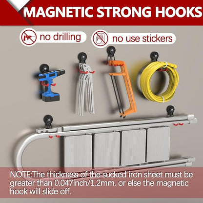 3-H Heavy Duty Magnet Garage Hooks 2 Pack, Extra Large Strong Magnetic Hooks - Image 6