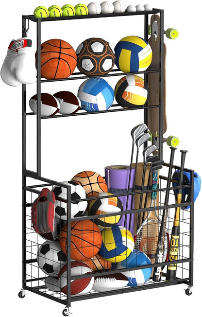 smusei Sports Equipment Organizer Garage Basketball Ball Holder by smusei
