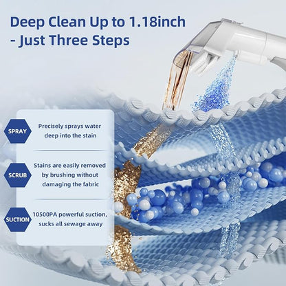 Carpet Cleaner Machine 10.5Kpa Strong Suction, 400W Powerful Motor, Portable - Image 4