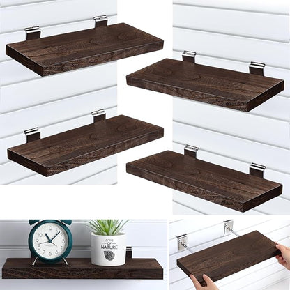 4 Pack Wooden Slatwall Shelf, 16.1" D x 6.7" W x 1.1" H Slatwall Shelves by Landical