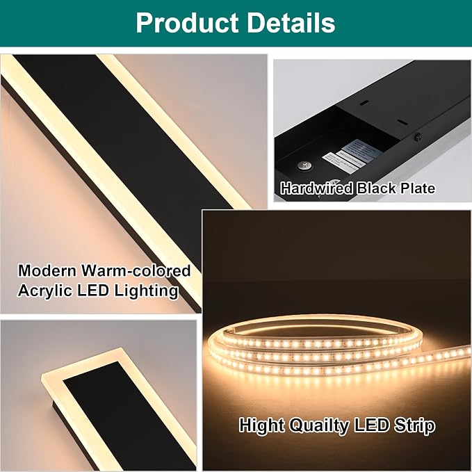 2 Pack LED Outdoor Long Wall Lights, 24 inch Outdoor Linear Light - Image 6