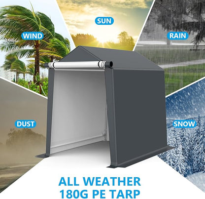 6x8FT Outdoor Storage Shelter Carport, Portable Shelter Heavy Duty Storage Shed - Image 3