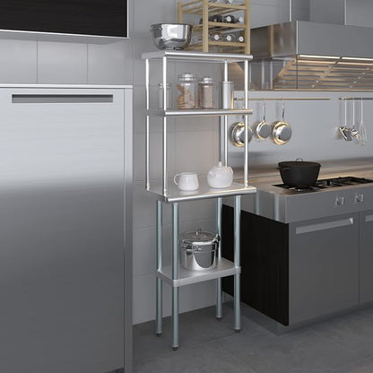 Amgood Stainless Steel Work Table Double Tier Overshelf | NSF - Image 6