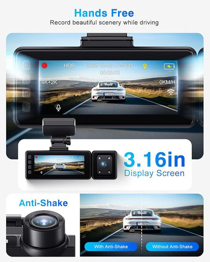 3 Channel 4K Dash Cam, IMX335 STARVIS Sensor, 4K+2K Front and Inside, - Image 9