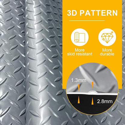 8x20 FT Garage Floor Mat, 2.8mm Thickened Flooring Roll Diamond Plate PVC - Image 3