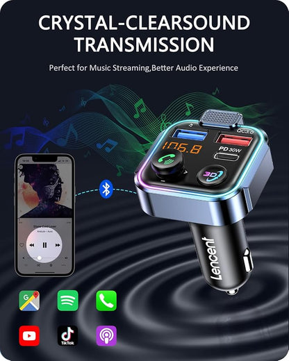 LENCENT Bluetooth 5.3 FM Transmitter, Wireless Radio Adapter Car Kit - Image 4